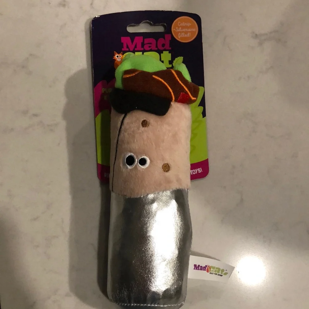 Mad Cat Silver and Tan Burrito Cat Toy
